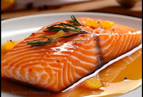 Salmón Glaseado al Romero y Naranja